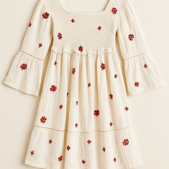 Free People White Embroidered Boho Dress Size Small - Picture 2 of 3